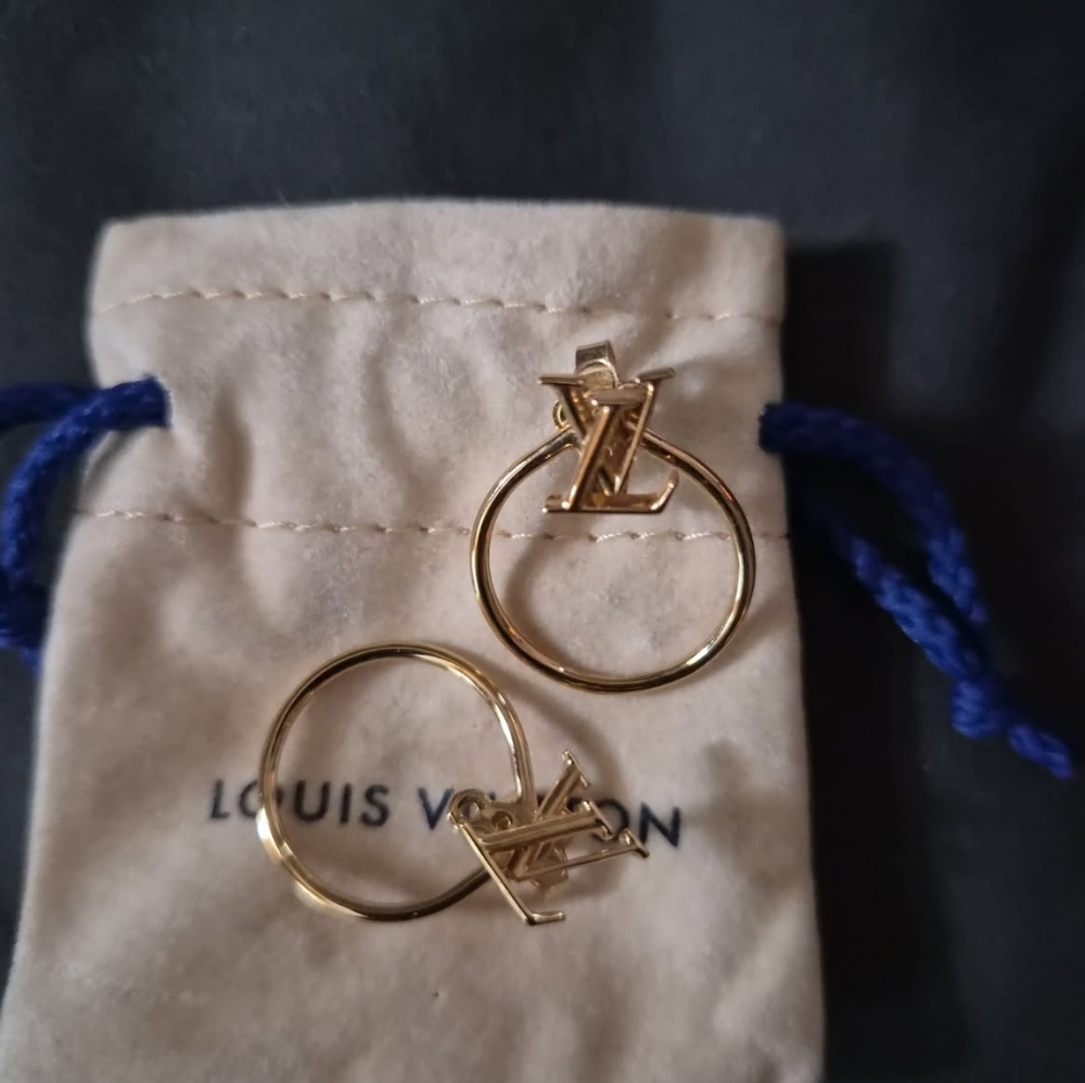 Louis Vuitton Gold Monogram Hoop Earrings